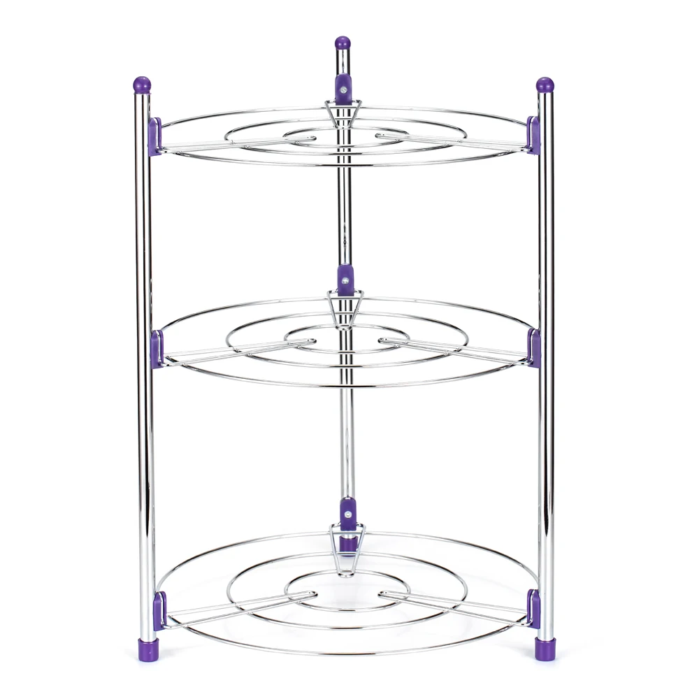 

New 3 Tier Kitchen Pot Rack Crock Pot Shelf Round Shelf Storage Tower Crock Pot Heat Insulation Pots Holder Organizer