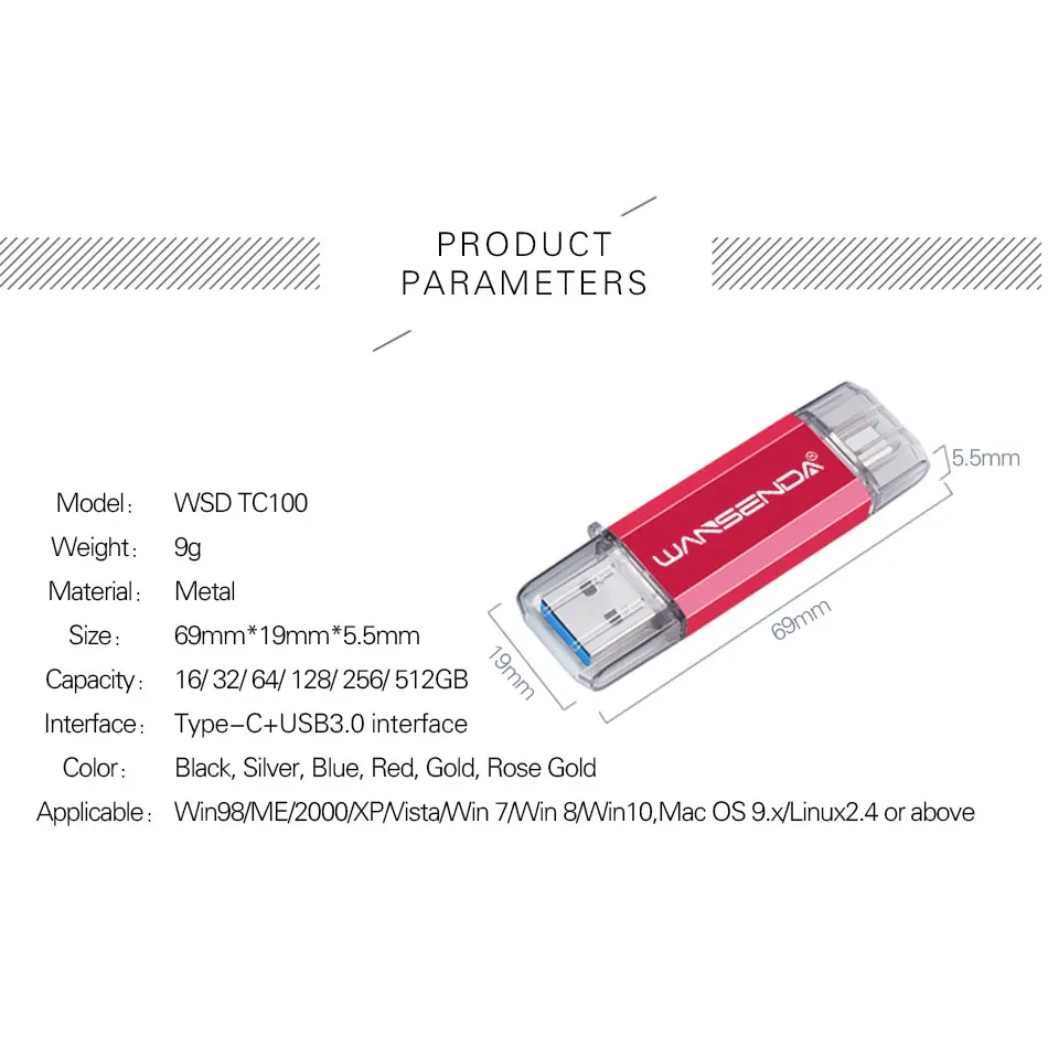 Флеш-накопитель WANSENDA OTG USB TYPE-C и Micro Usb 3 0 флеш-накопитель 512 ГБ 256 128 Гб 64 32 флешка