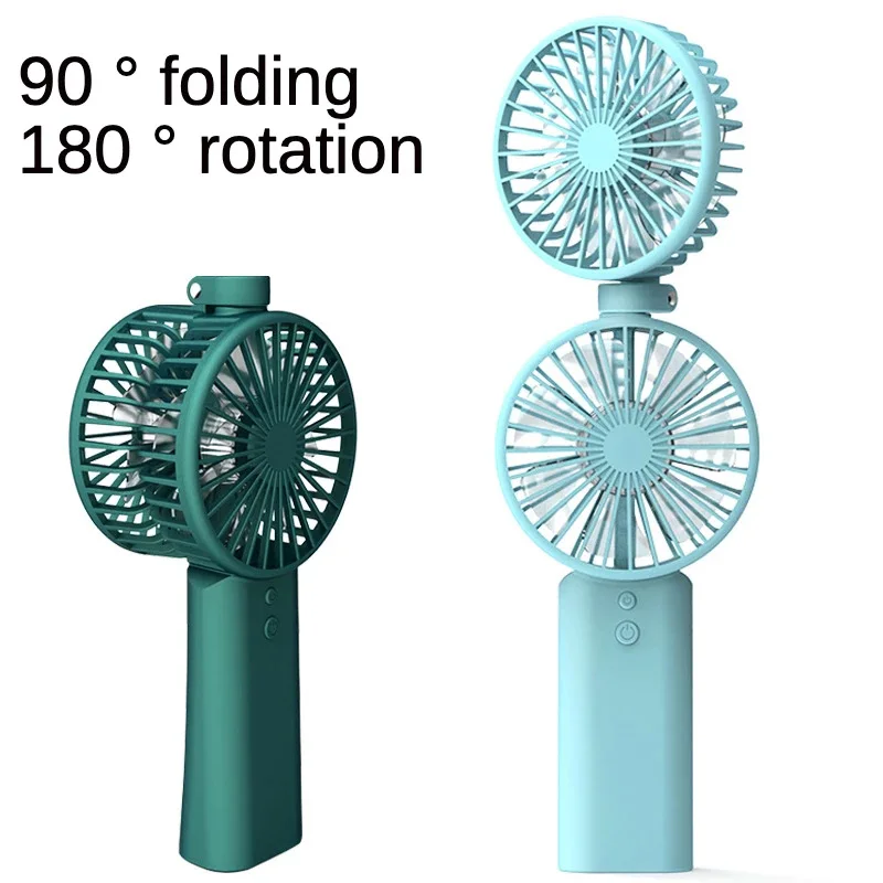 

2021 New Handheld Double-head Fan USB Rechargeable 3000mA Neck Folding Offiece Classroom Outdoor Sport Run Camping Summer