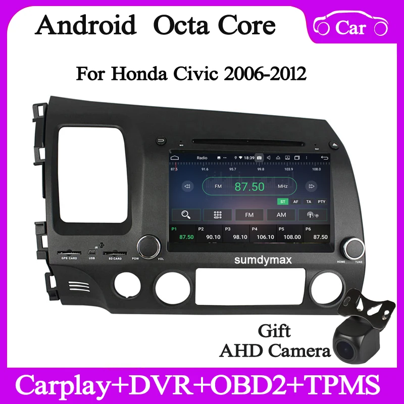 

8inch 4+128G android10 Car multimedia player for Honda Civic 2006-2011 gps navi audio radio stereo Carplay headunit DSP