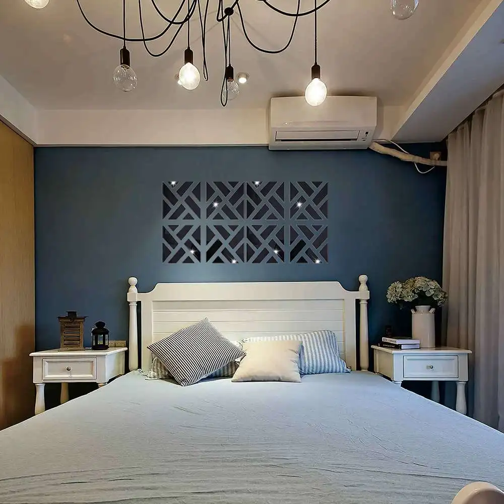 3d зеркальная акриловая креативная многоугольная Настенная Наклейка на 4 ломтика