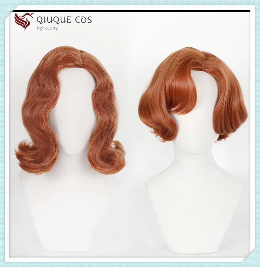 

Queen's Gambit 60s Wig Brown Curly Hair for Women Cosplay Costume Party Retro Style Beth Harmon wigs + Wig Cap