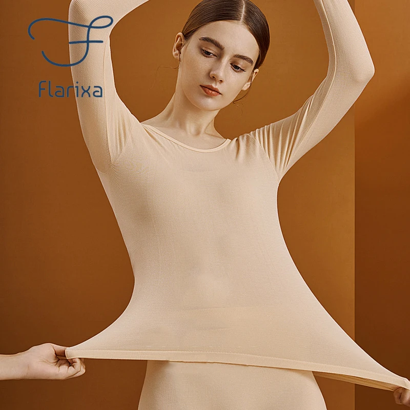 

Flarixa 2021Thermal Underwear Women's Seamless Slim Thermal Blouse Bottoming Autumn Clothes long johns Set Winter Warm Pajamas