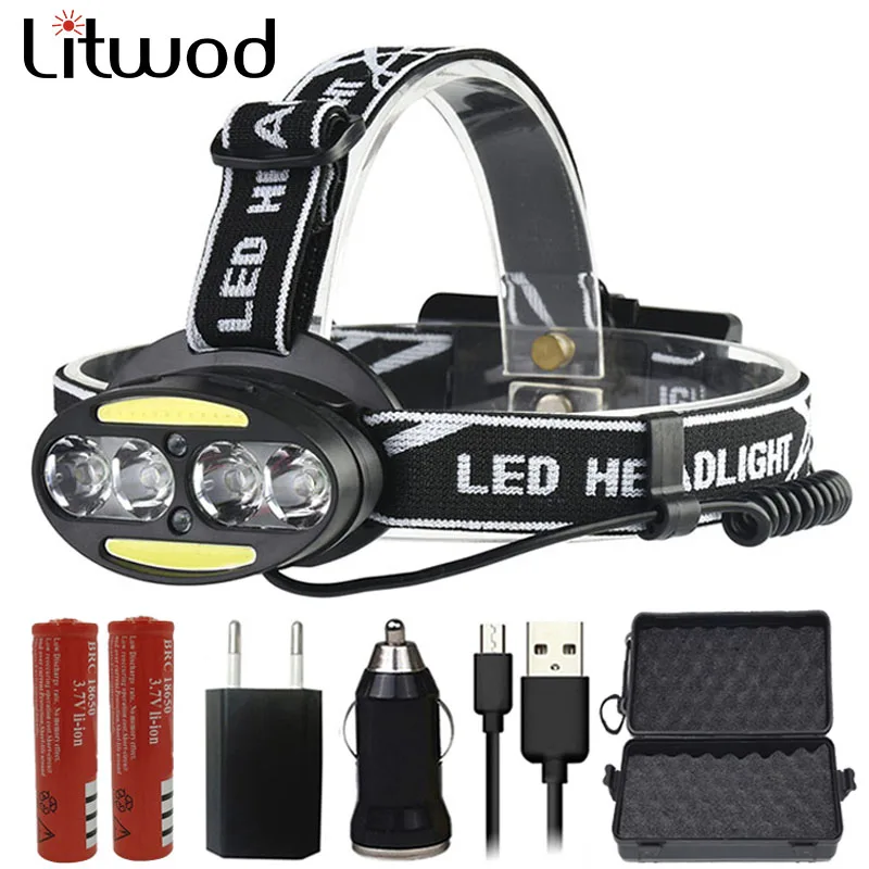 

32000lum 32W Chip XHP70 Headlight Powerful Waterproof Headlamp 4* T6 +2*COB+2*Red LED Head Lamp Flashlight Torch Head Light