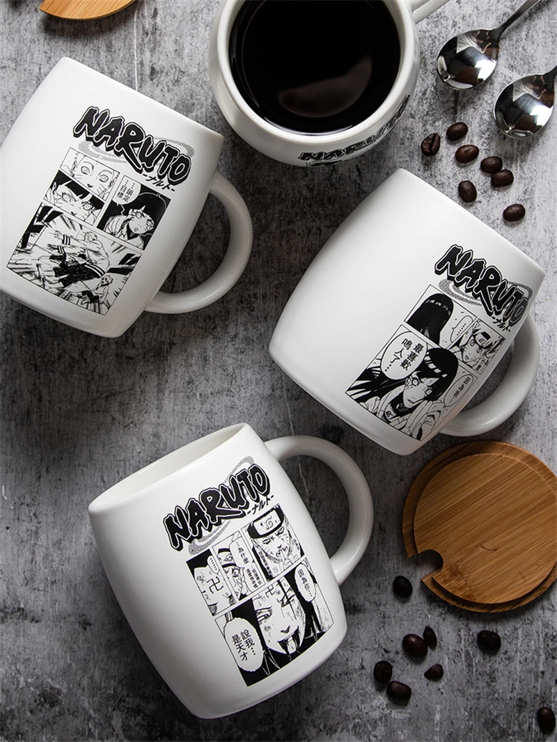 Белая кофейная кружка Аниме Наруто Hokage, керамические кружки с рисунками из мультфильмов, Набор чашек с крышкой и ложкой, подарки на день рождения для мальчиков и девочек