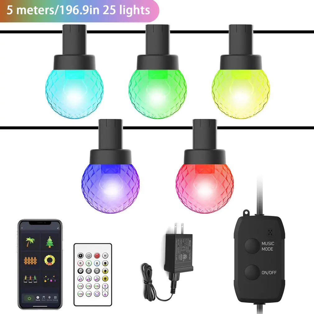 

Новая беспроводная гирлянда с лампочками G41, садовая Хрустальная гирлянда, симфония, светильник ственское украшение, умная светодиодная ги...