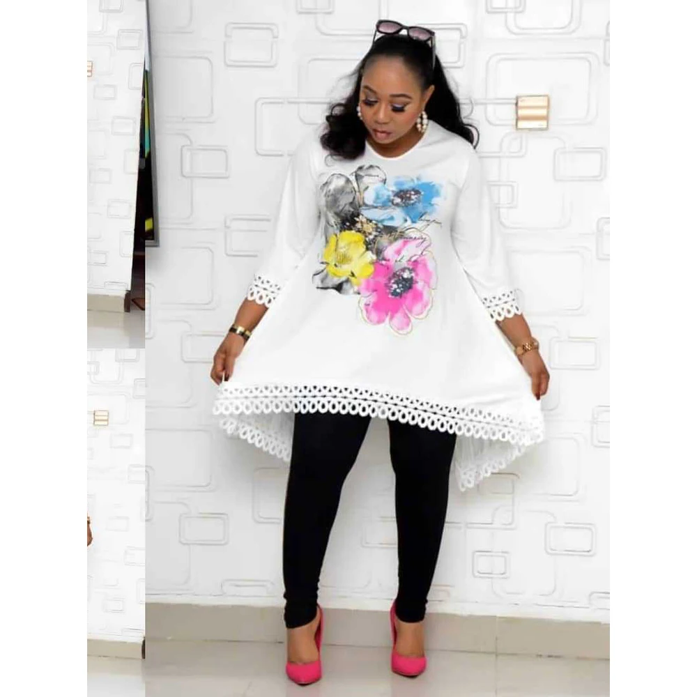 

Африканская Женская одежда, новинка 2020, модный элегантный шифоновый топ с цветочным принтом, дизайнерские черные брюки-карандаш, комплекты из полиэстера