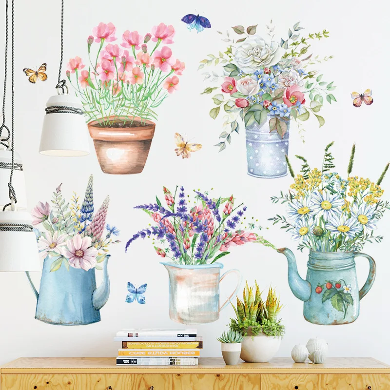 

Creative Flower pot Wall stickers For Living Room Bedroom Baseboard Removable Wall Stickers Art Home Decor Plant Sticker