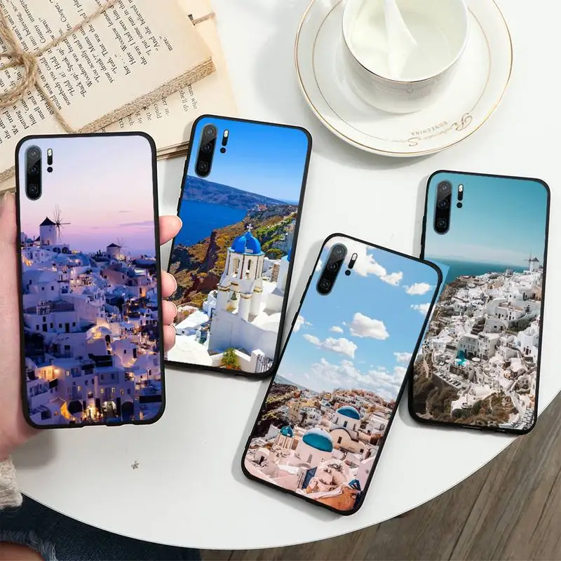 

Oia Santorini Greece Church landscape Phone Case For Huawei honor Mate P 10 20 30 40 i 9 8 pro x Lite smart 2019 nova 5t