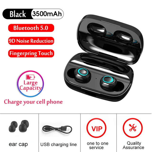 Twins black Беспроводные наушники S11 с bluetooth 5,0, tws, беспроводные Игровые наушники, зарядный чехол, светодиодный дисплей, 9D, стерео гарнитура, беспроводное зарядное устройство - Цвет: Twins black