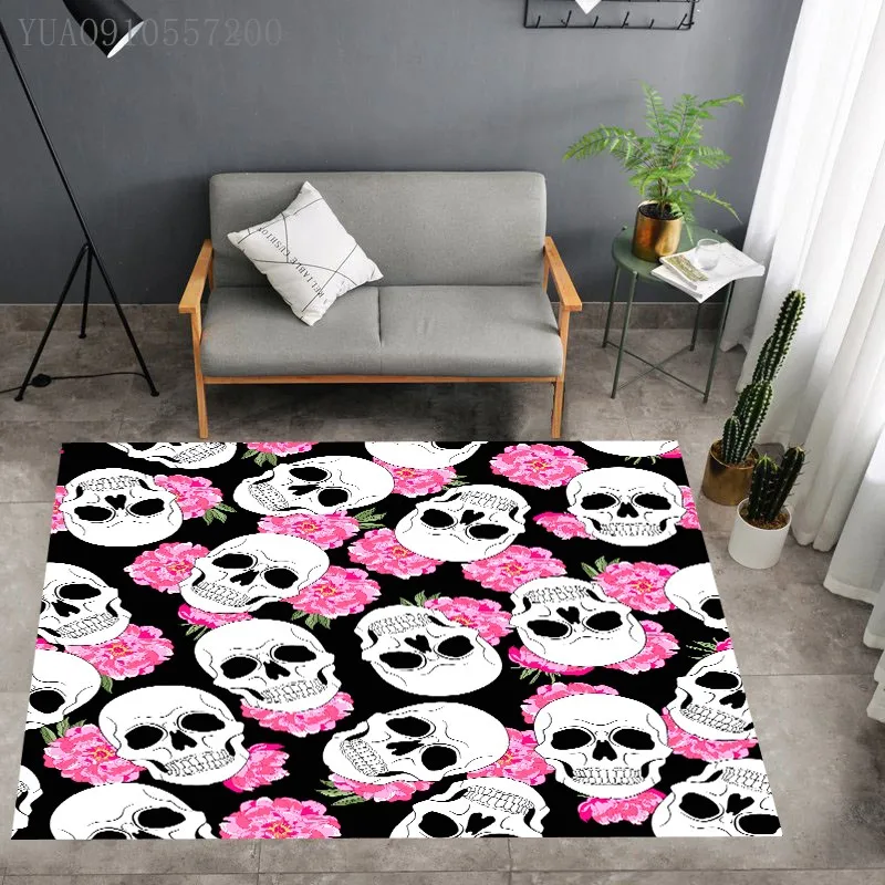 

Современный мультяшный Череп, цветок, коврик с листьями, коврик для спальни, коврик для гостиной, модный коврик для гостиной