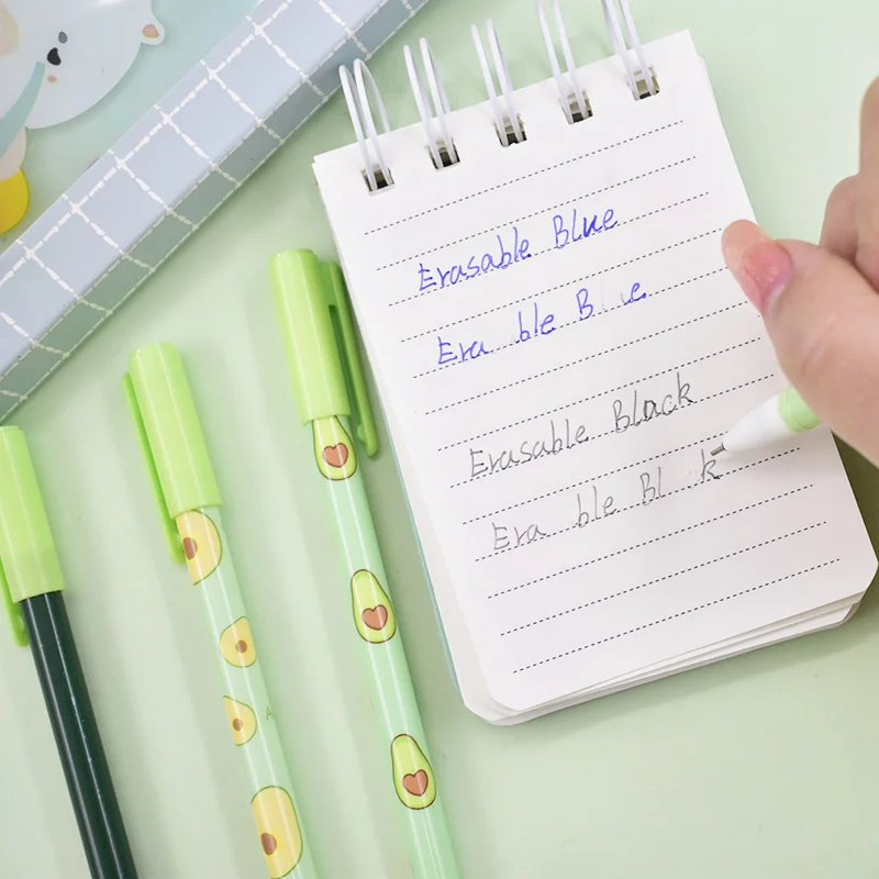 

2 Pcs Cute Avocado Erasble Pen Kawaii Fruit Gel Pen Novelty Washable Magical Pen For Kids Gifts School Office Stationery