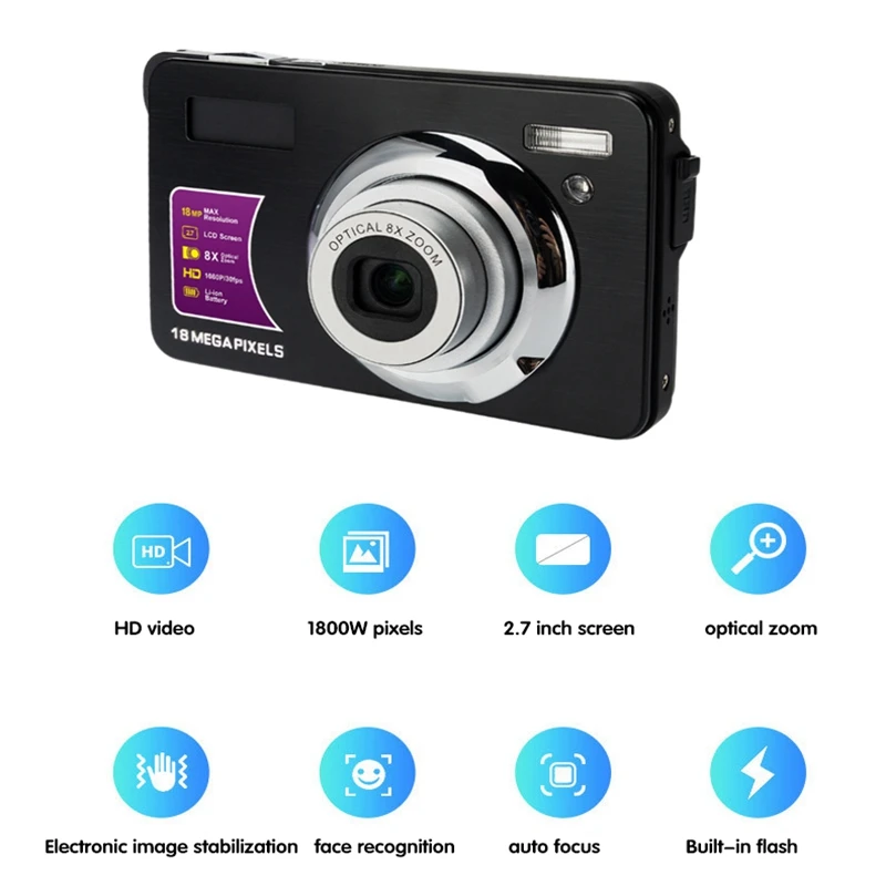

Digital Camera Ultra-Thin 18 Million Pixel HD Digital Camera 720P Home Travel Macro Digital Camera
