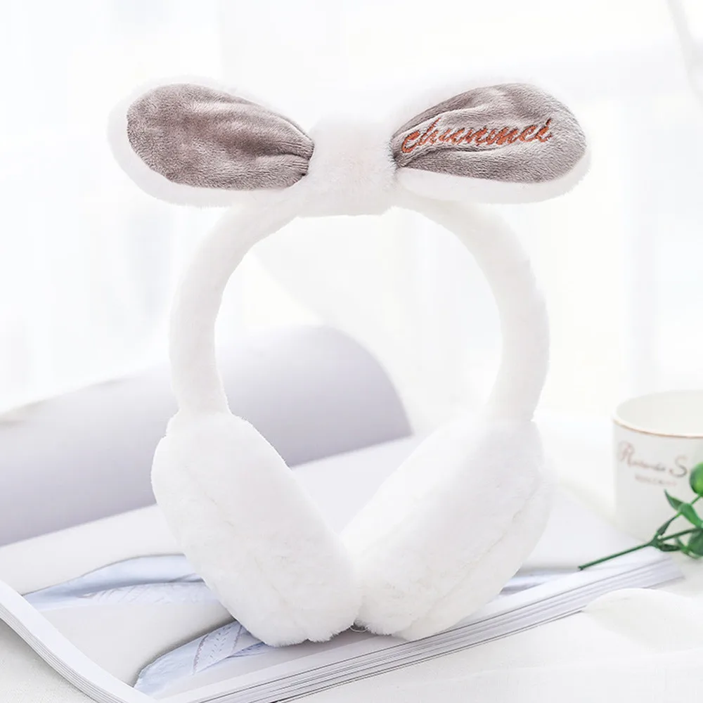 Теплые зимние плюшевые наушники с милым кроликом для женщин и девочек - купить по