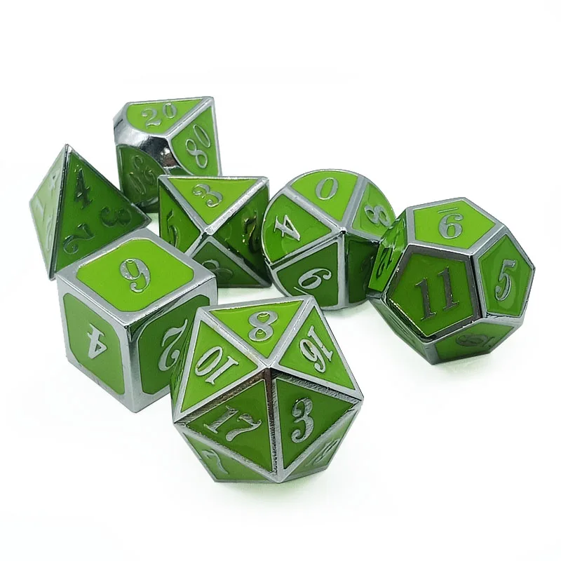 

Zinc alloy metal faceted dice set D4 D6 D8 D10 D12 D20 suitable for DND role playing RPG MTG board game