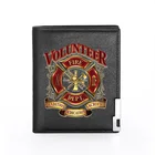 Высококачественный волонтерский пожарный черный кожаный бумажник с принтом, модный пожарный отдел для мужчин и женщин, держатель для кредитных карт, короткий кошелек