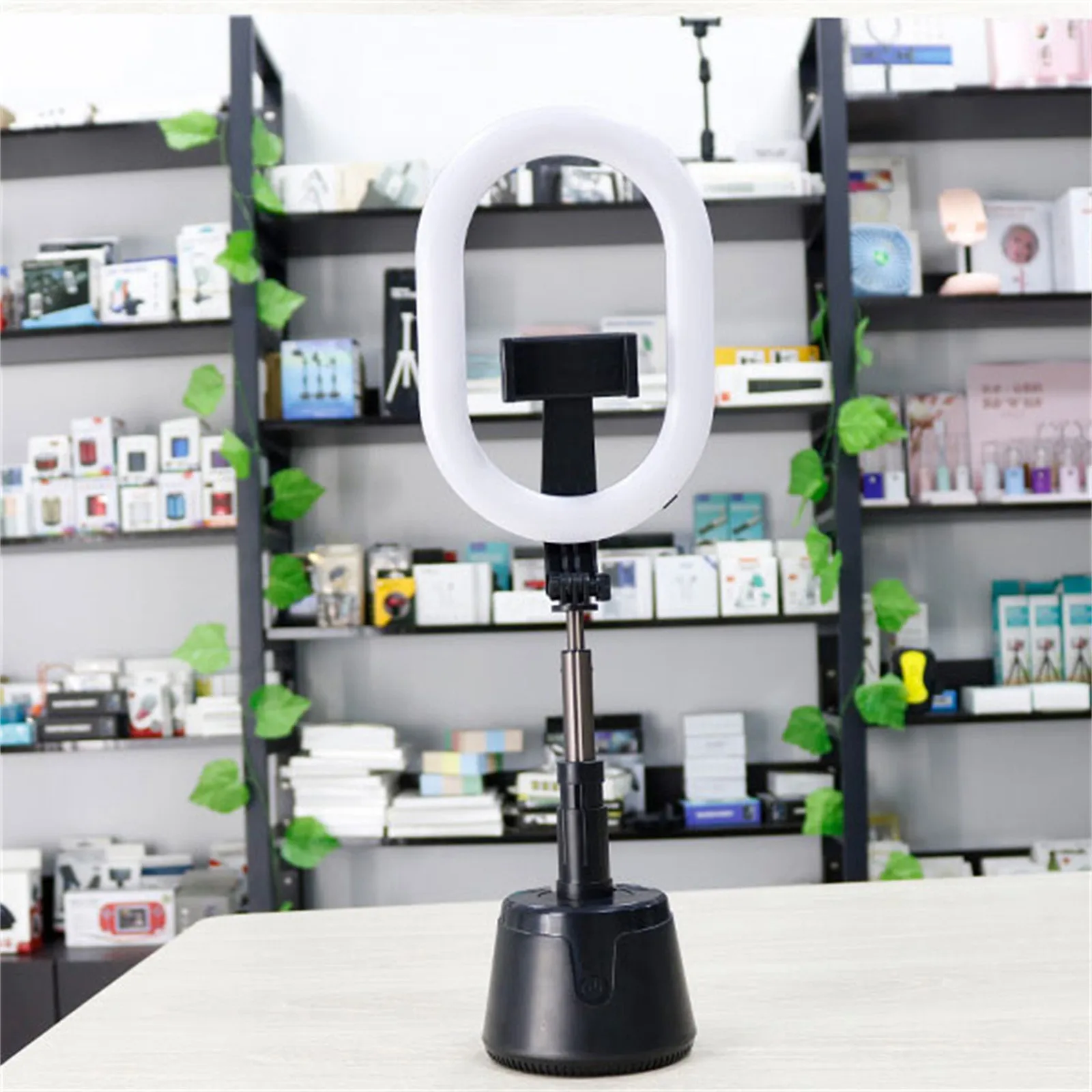 

CARPRIE Mobile Phone Holders&Stands 360Rotation Auto Face Tracking Phone Mount 193.6in Adjustment Light for Selfie stand