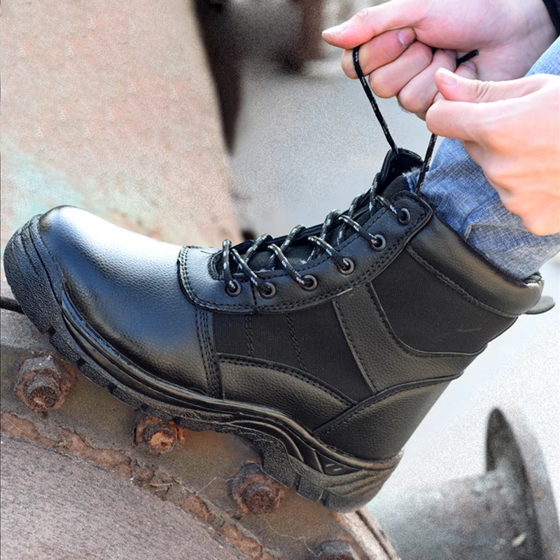 Ботинки мужские из хлопка, легкие дышащие, мягкие и удобные, Рабочая обувьсо стальным носком, защита от ударов