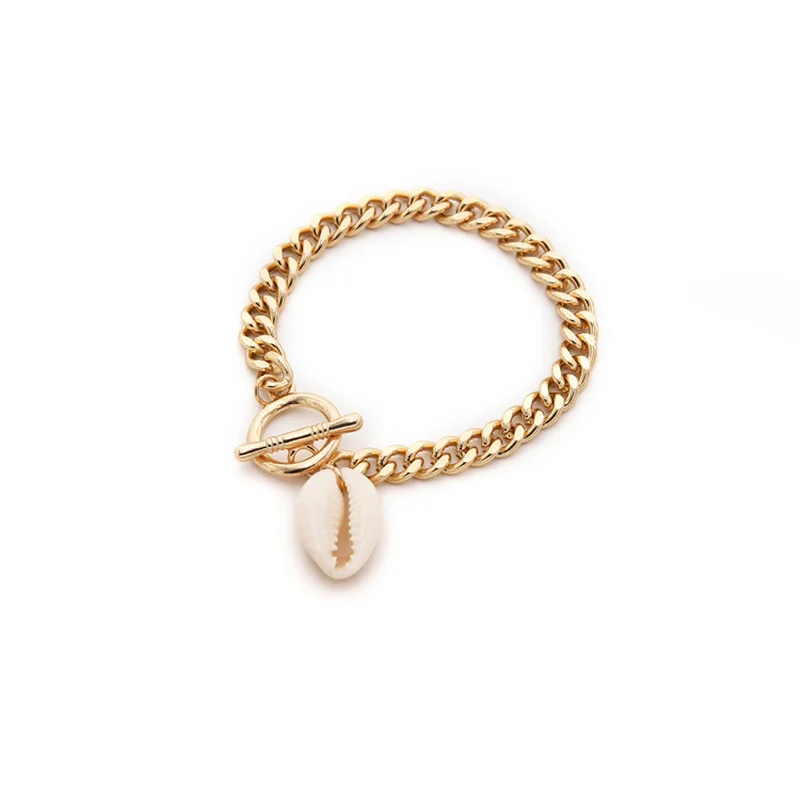 Женские браслеты с подвесками в виде морской ракушки золотого цвета