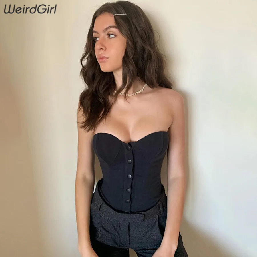 Weirdgirl women sexy tank tops party night club solid color slim sleeveless female vest crop tops off shoulder summer new