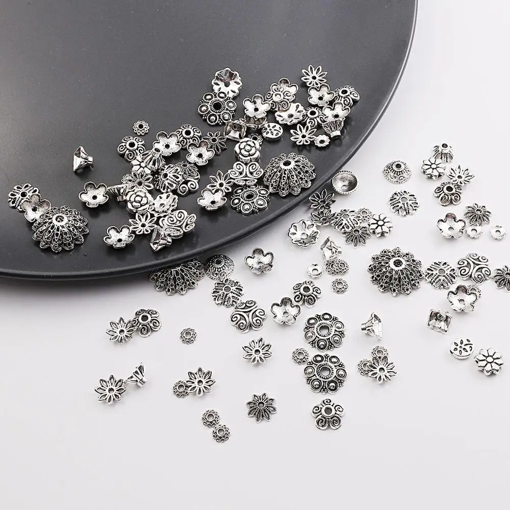 Тибетские античные серебряные цветные цветочные шарики для рукоделия