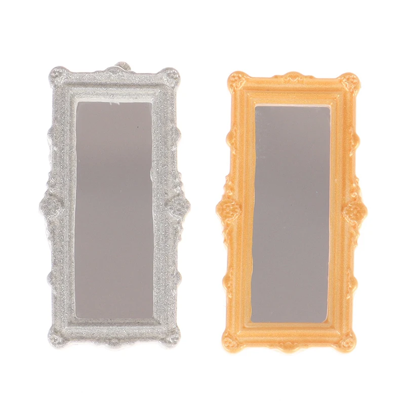 

1PCS 1/12 Scale Metal Practical Bathroom House Miniature Vintage Glod Sliver Rose Gold Vanity Mini Mirror Dolls Furniture Toy