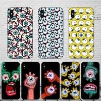 unique funny eyeballs cool mobile shell phone case for iphone se 13 11 pro max 12 mini coque x xr 10 xs 6s 7 8 plus 5 hard cover