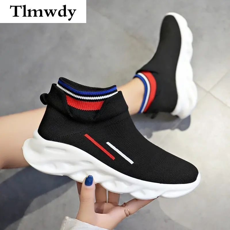 

New Women Comfortable Shoes Spring Mesh Air Permeable Sneakers Elastic Casual Socks Shoes Women Fall Fashion Platform Sneakers