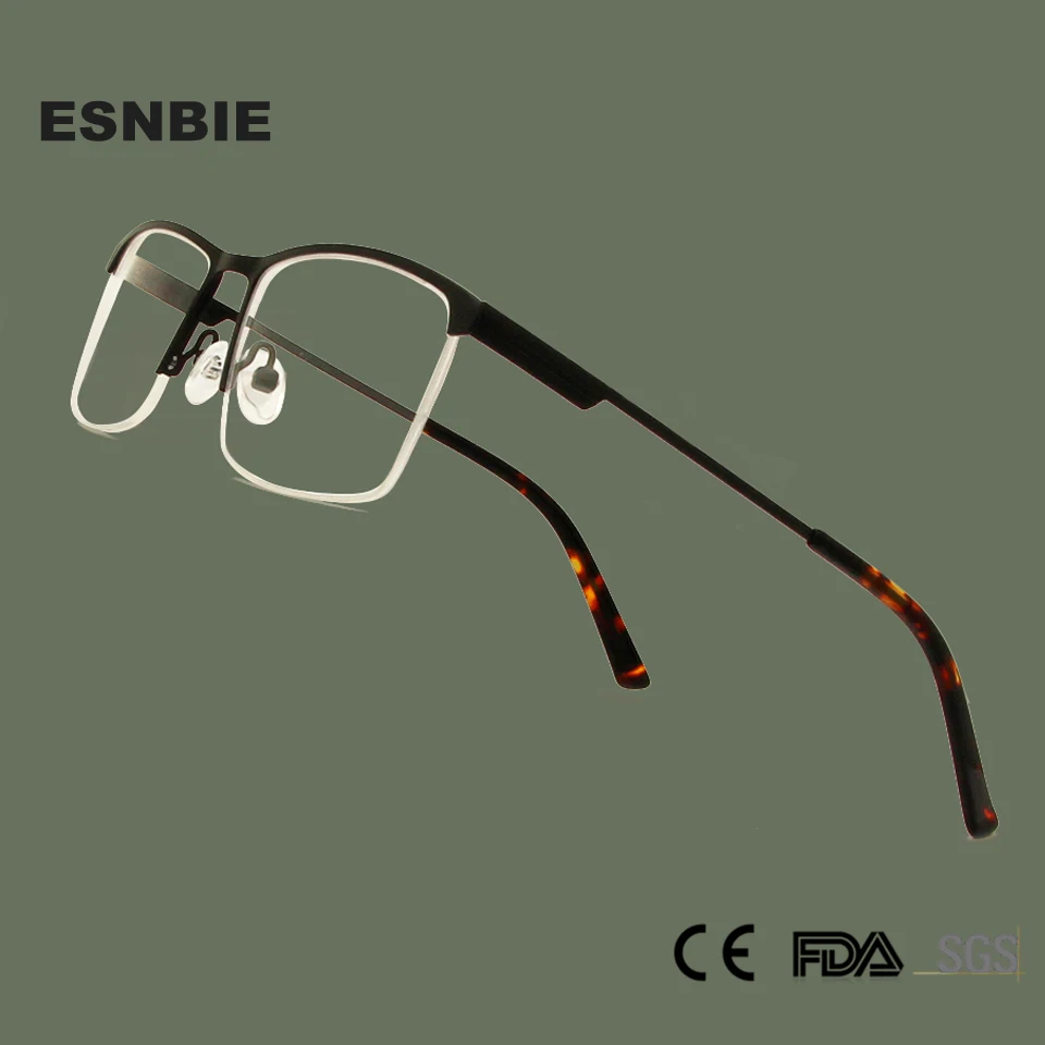 

Alloy Metal Semi-Rimless Eyeglasses Frame For Men Designer Half Rim Frameless Glasses Square Myopia Optical Eyewear Man