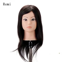 20" best 100% black Human Hair Mannequin Head Hairdressing Practice can be color bleach and dye For Hairdresser Dolls Head