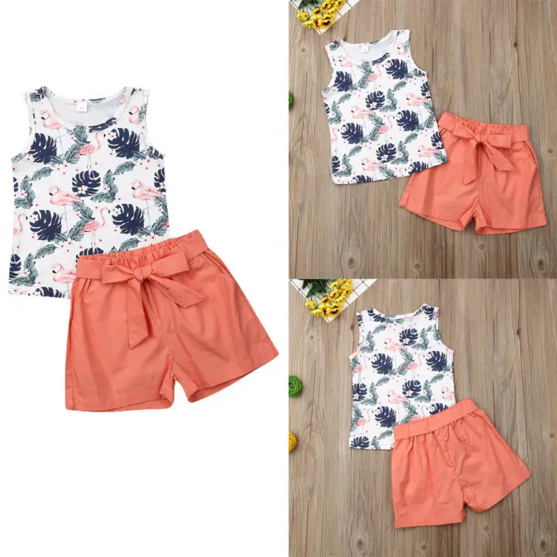 Детский жилет с оборкой для маленьких девочек топ и шорты летний комплект одежды