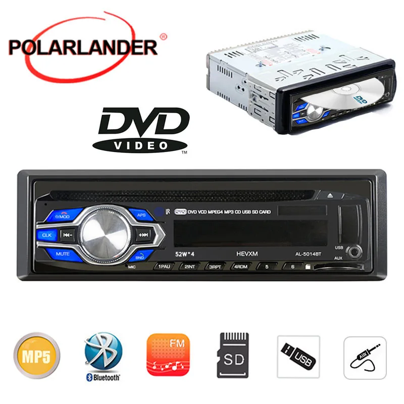 New 1 Din Car Radio DVD VCD CD Player Bluetooth 12V Audio DVD MP3 Player Autoradio Stereo SD/USB/AUX -in In-dash Hand Free