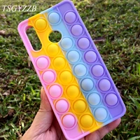 relieve stress pop fidget toys soft silicone back cover for huawei p30 pro p40 lite case 3d cute rainbow push bubble phone case