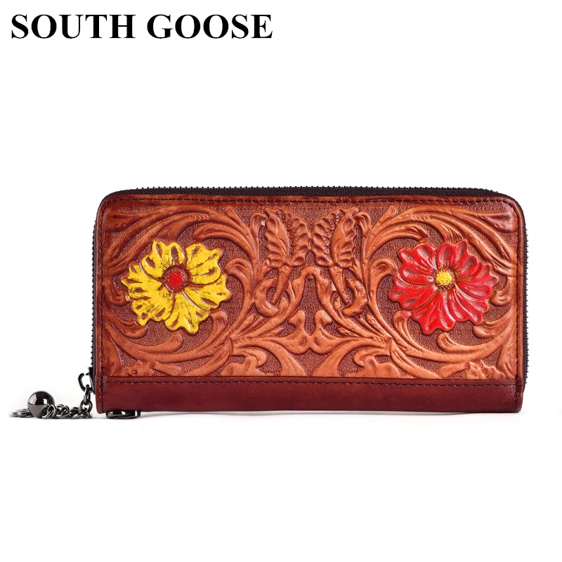 Женские кошельки из натуральной кожи SOUTH GOOSE уникальный женский кошелек с