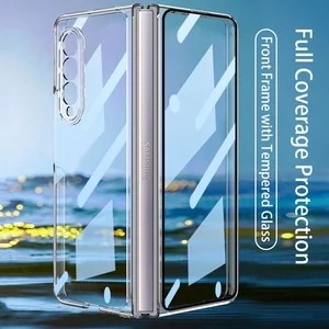 full protection case front frame with tempered glass for samsung galaxy z fold3 5g camera protective for z fold 3 w22 cover free global shipping