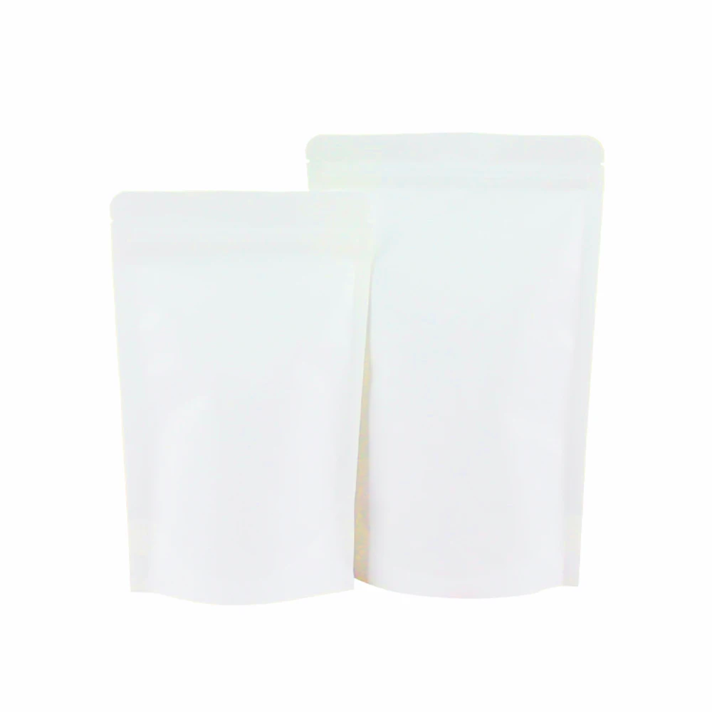 

500Pcs White Kraft Paper Food Grade Stand Up Zip Lock Tear Notch Packaging Bag Resealable Cookies Candy Chocolate Beans Pouches