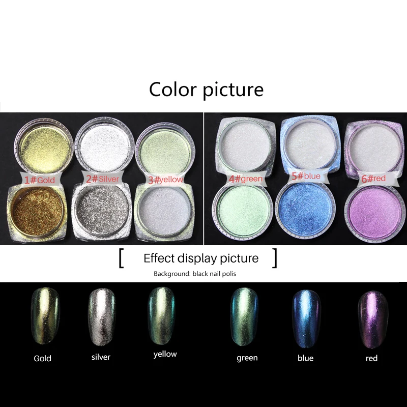 

1Box Holographic Nail Powder Pigment Bling Shimmer Dust Mirror Effect Nail Glitter Nail Art Decorations UV Gel Polish Manicure