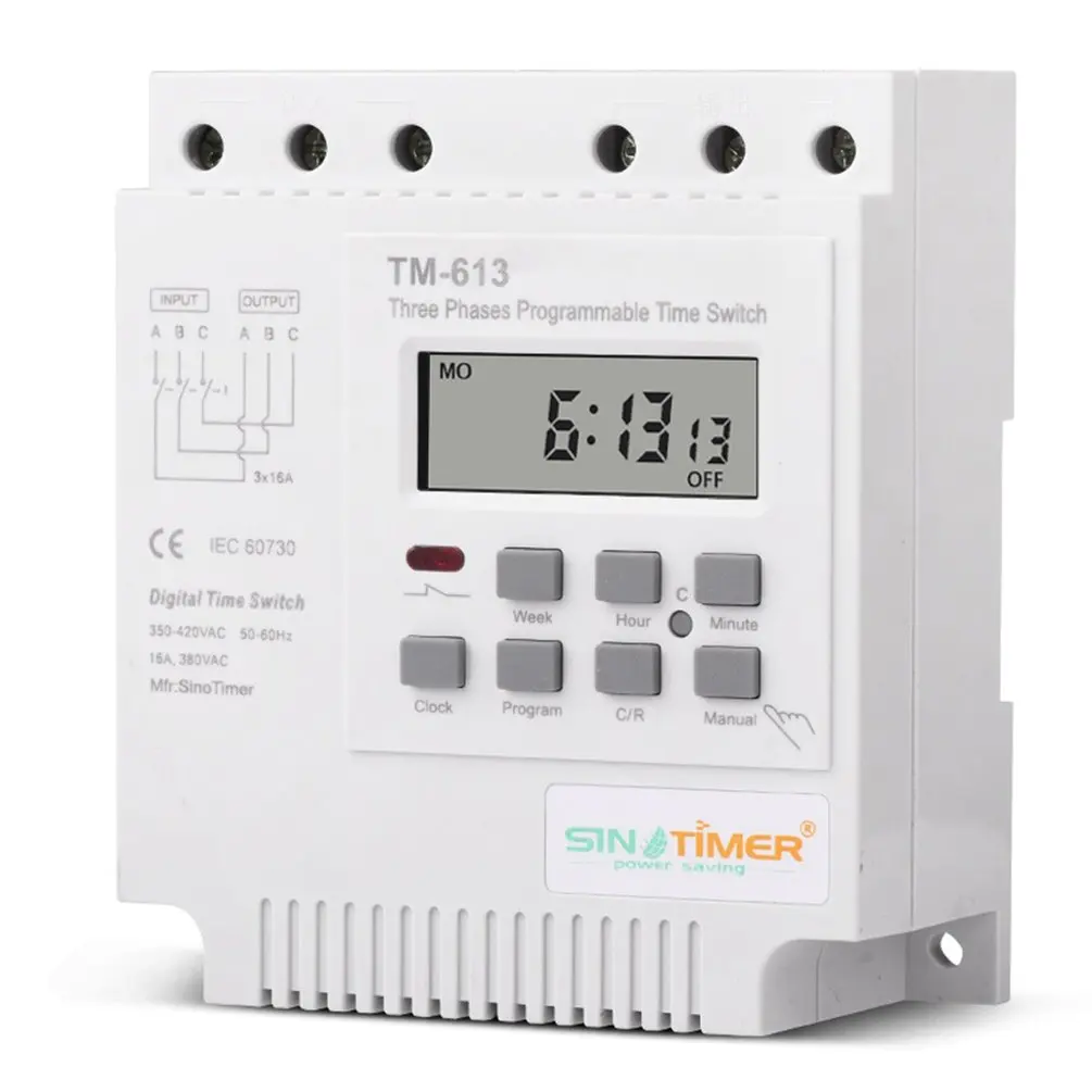 Трехфазный таймер SINOTIMER TM613 380 В программируемый цифровой Интеллектуальный 7 дней