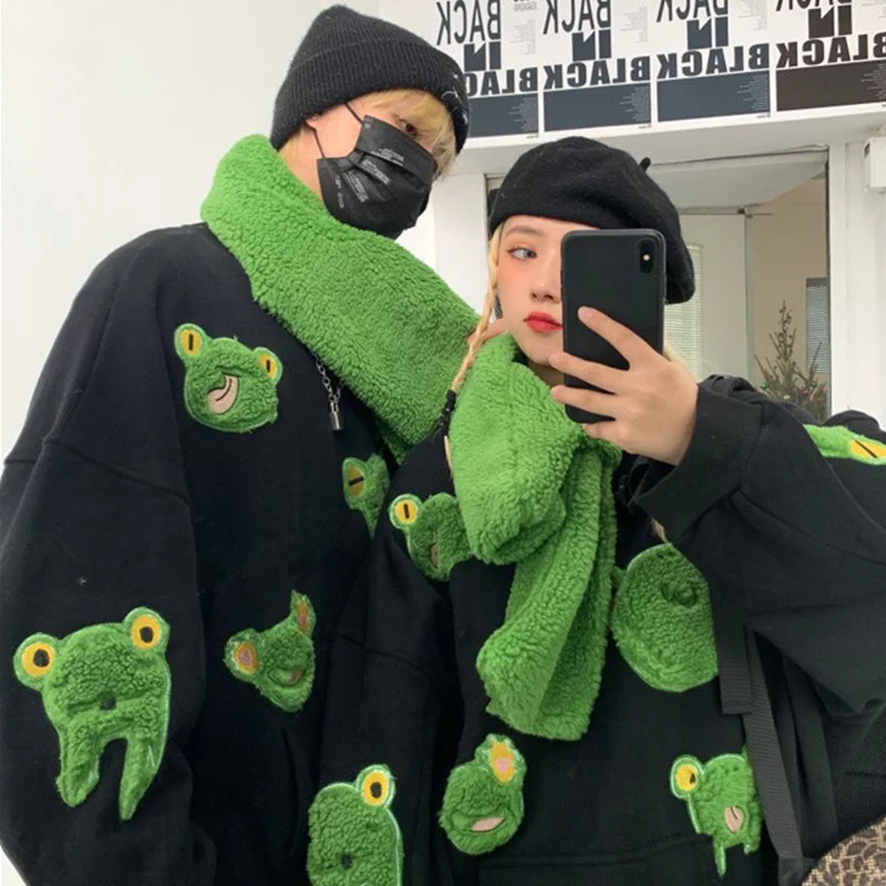 

Женский флисовый свитер с подкладкой, свободная одежда в Корейском стиле для пар на осень и зиму, 2021