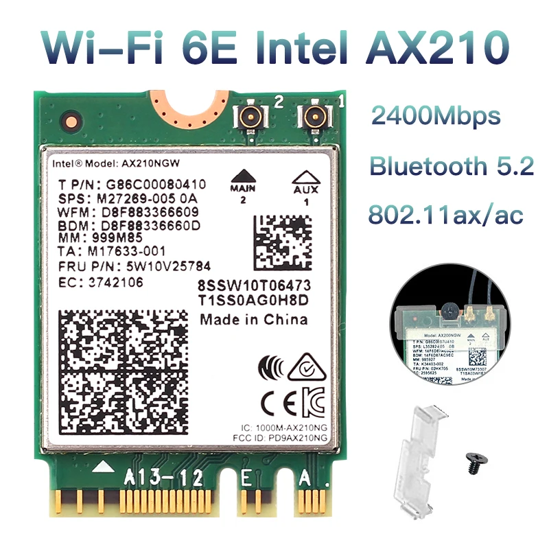 3000 Мбит/с Wi Fi 6E AX210 NGFF M.2 карта BT5.2 2 4G/5 ГГц 802.11AX беспроводная сетевая для Intel AX200 Windows