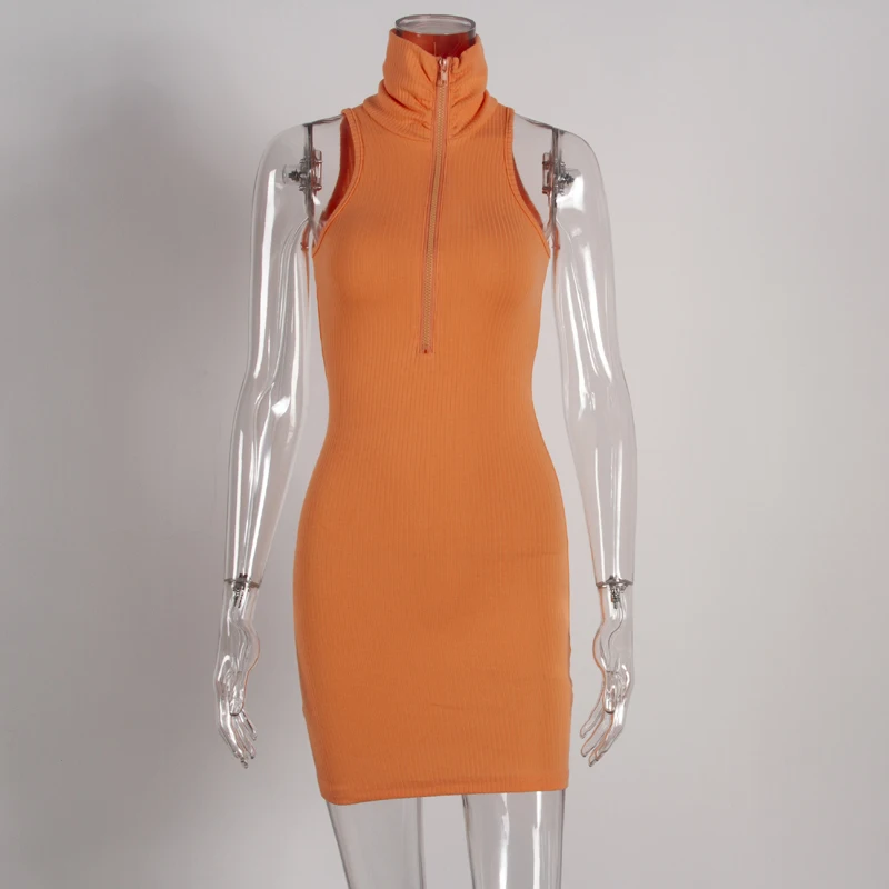 

Summer Clothes Women 2021 Swimsuit Cover Up Dress Clothing Fashion Beach Cotton Rib Sexy Zipper Sleeveless Print Polyester
