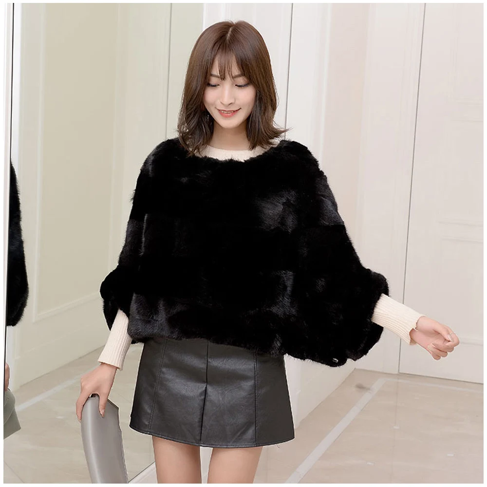 Брендовая женская шуба из натуральной норки пуловер с коротким рукавом круглым
