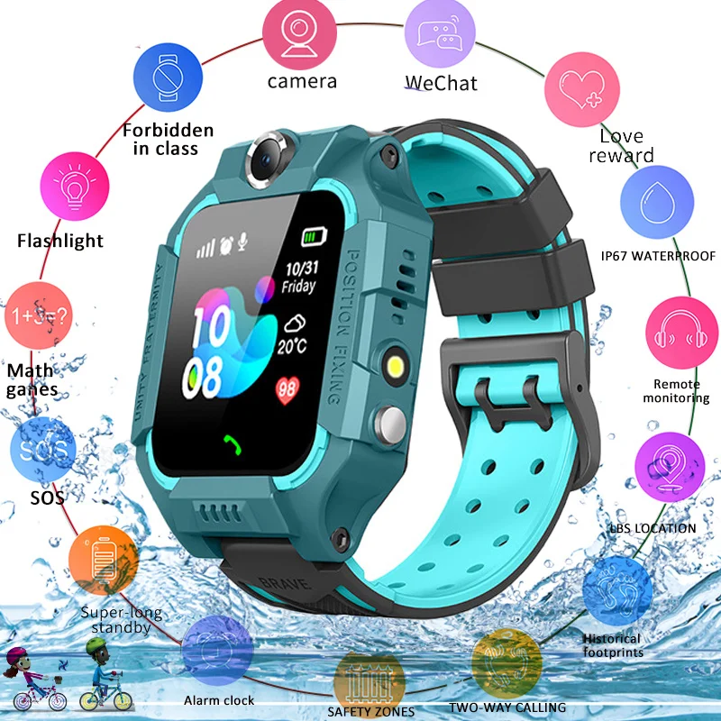 

Smart children's watch, bracelet with emergency call, SIM card, photo, raincoat, IP67, IOS and Android children's gift, 2021