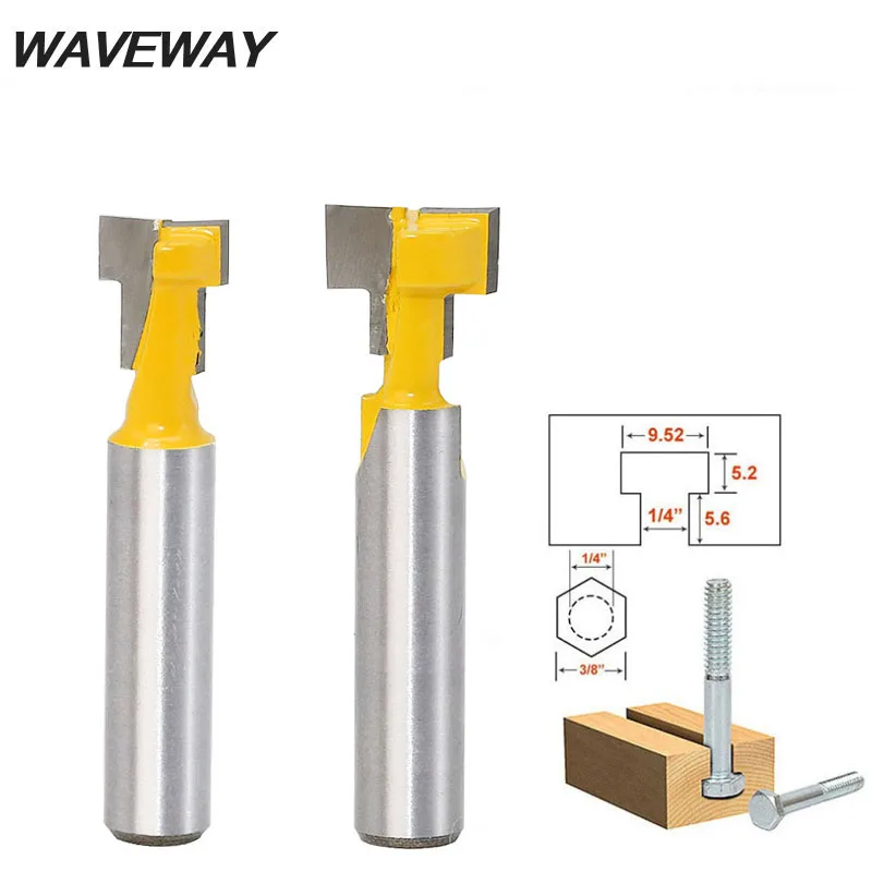 

WAVEWAY 8mm Shank T-Slot Keyhole Cutter Wood Router Bit Carbide Cutter For Wood Hex Bolt T-Track Slotting Milling Cutters