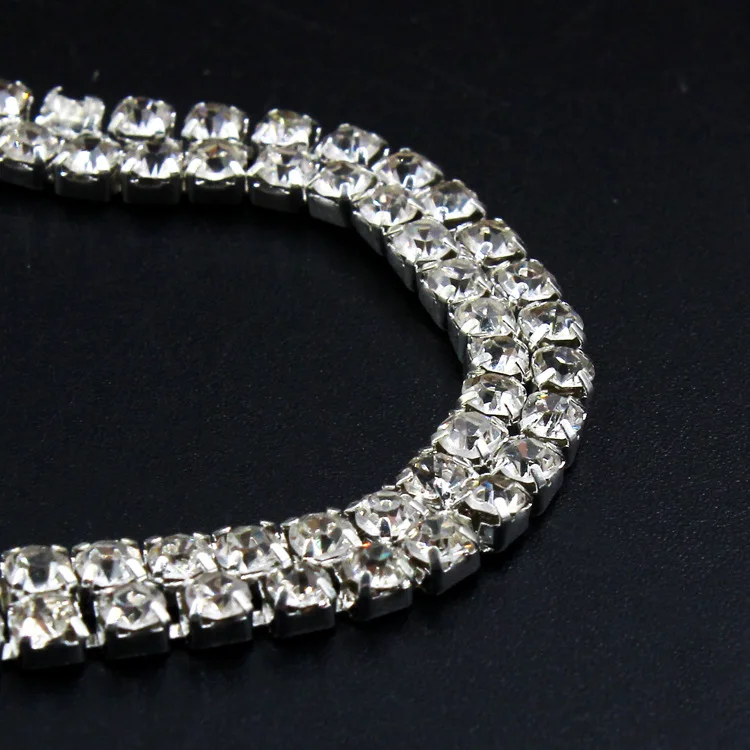 Двухрядные серебряные коготь цепи Стразы DIY стразы s для одежды страз Швейные