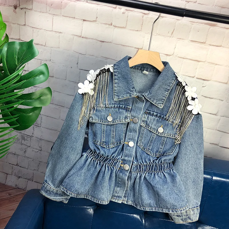 Babyinstar Baby Girl Jacket For Children Jeans Autumn Clothing Denim Girls Patchwork Mesh Coat | Детская одежда и обувь