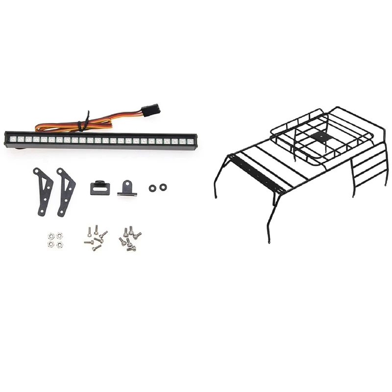 

Metal Roof Rack with 20 Modes Flicker RC Car Upgrade Parts Color LED Light Bar Roof Lamp