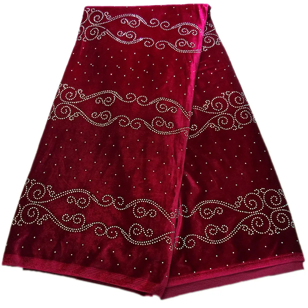 Модные бархатные кружевные ткани с камнями для женской яркой кружевной