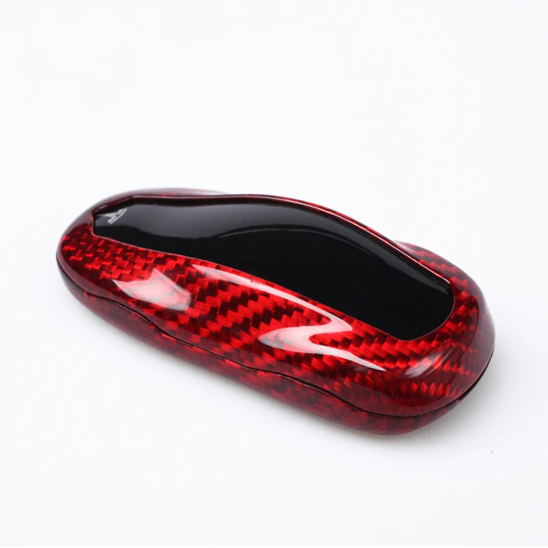

Red Glass Carbon fiber Car Key Shell cover For Tesla ModelS