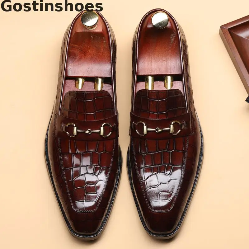 Роскошные мужские офисные туфли цвет черный коричневый Мужские модельные из